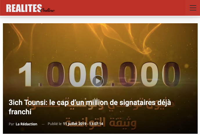 1 million de signataires pour 3ich Tounsi